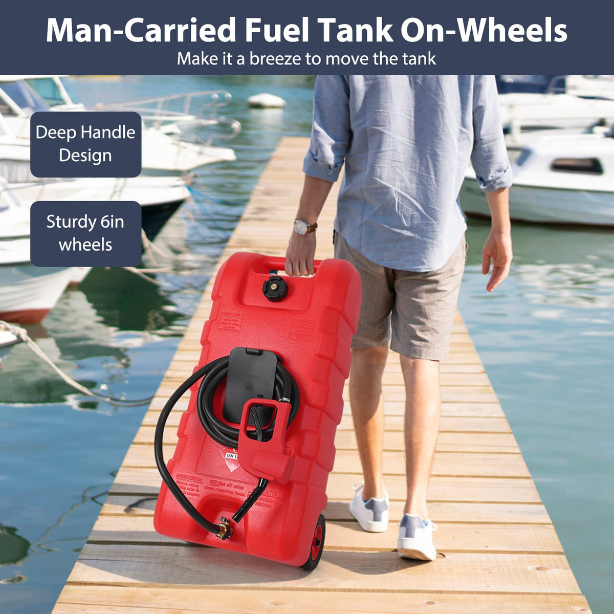 15 Gallon Portable Gas Fuel Tank Container with Pump and Hose T3596