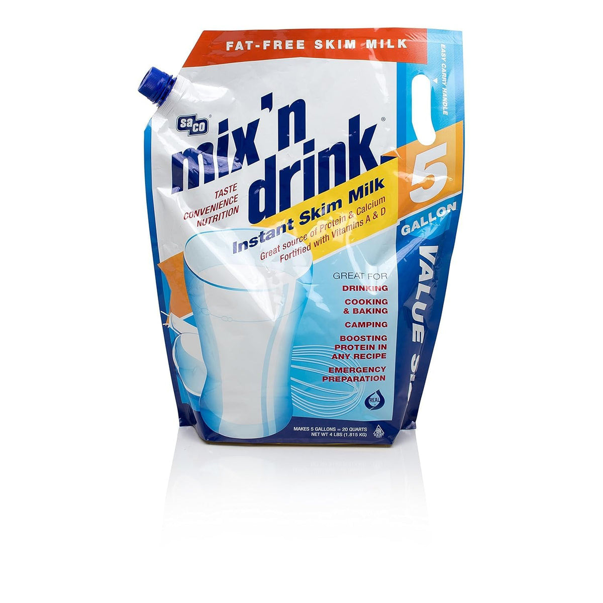 Instant Skim Milk, Fat-Free, High Calcium and Protein, Makes 20 Quarts B375570