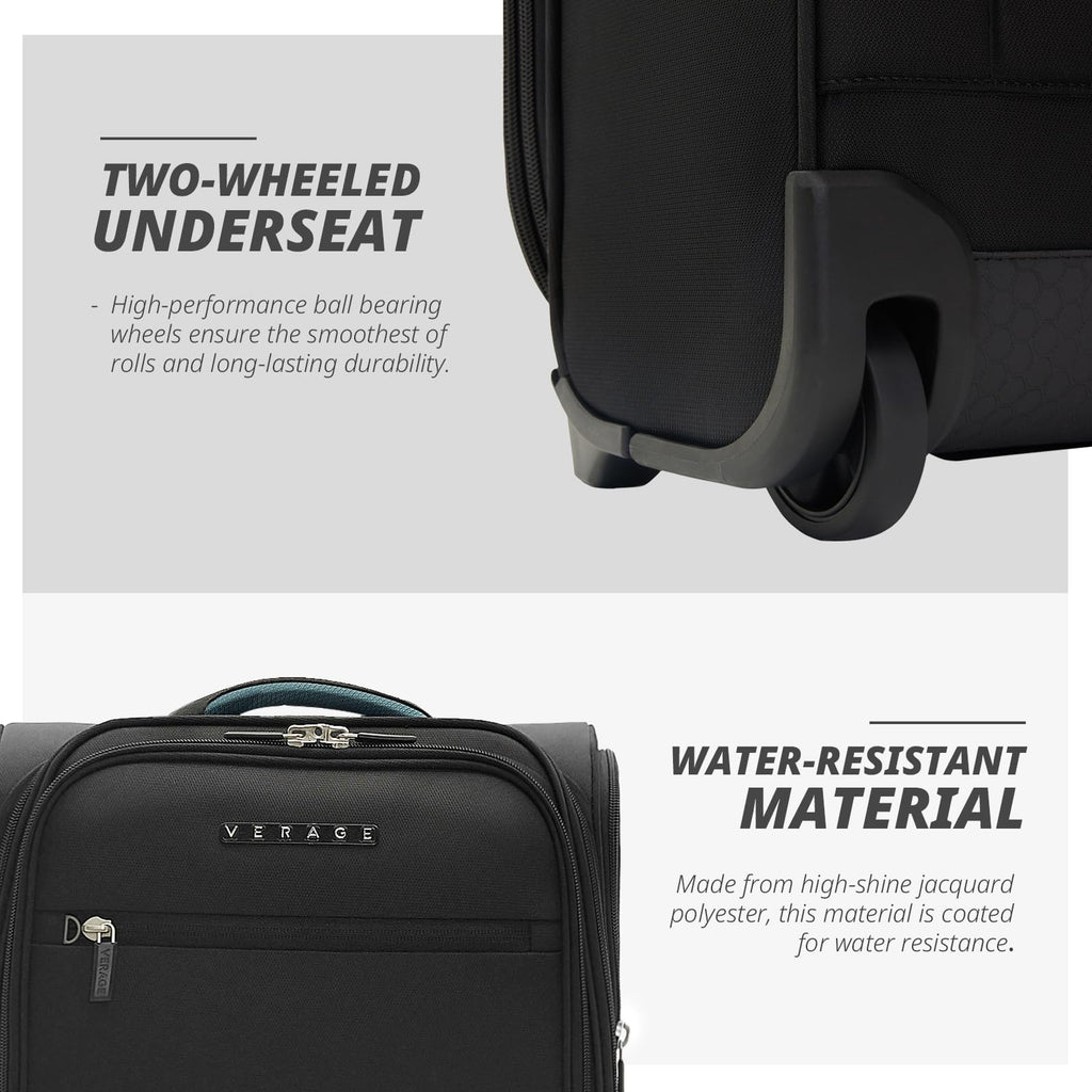 16-Inch Black Underseat Carry On Luggage with Wheels Z270
