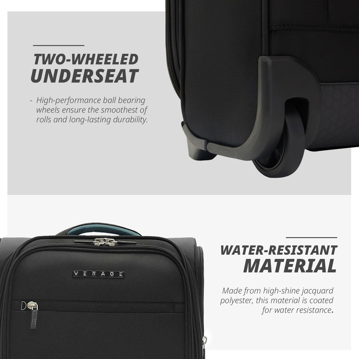 16-Inch Black Underseat Carry On Luggage with Wheels Z270