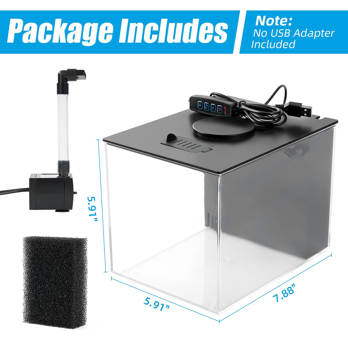 1 Gallon Betta Fish Tank with LED Light and Water Filter Pump E338966