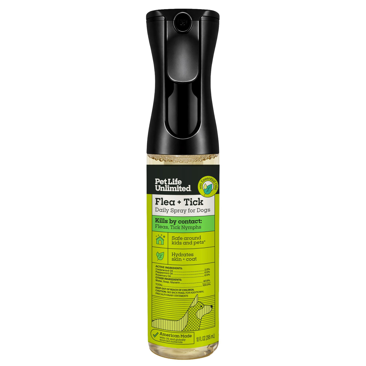 Natural Flea & Tick Spray for Dogs, 10 oz Plant-Based Q3044