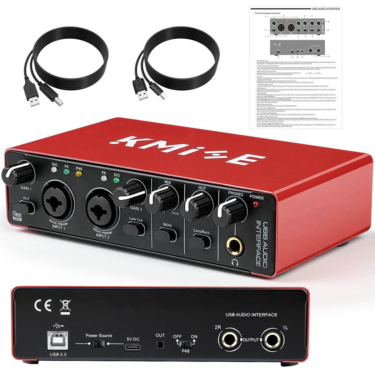 USB Audio Interface with 48V Phantom Power J33449