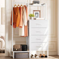 White 4 Drawer Dresser with Hanging Rack C49514