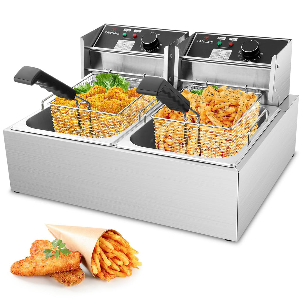 Commercial 3400W Electric Deep Fryer with 2x6.35QT Baskets C22906