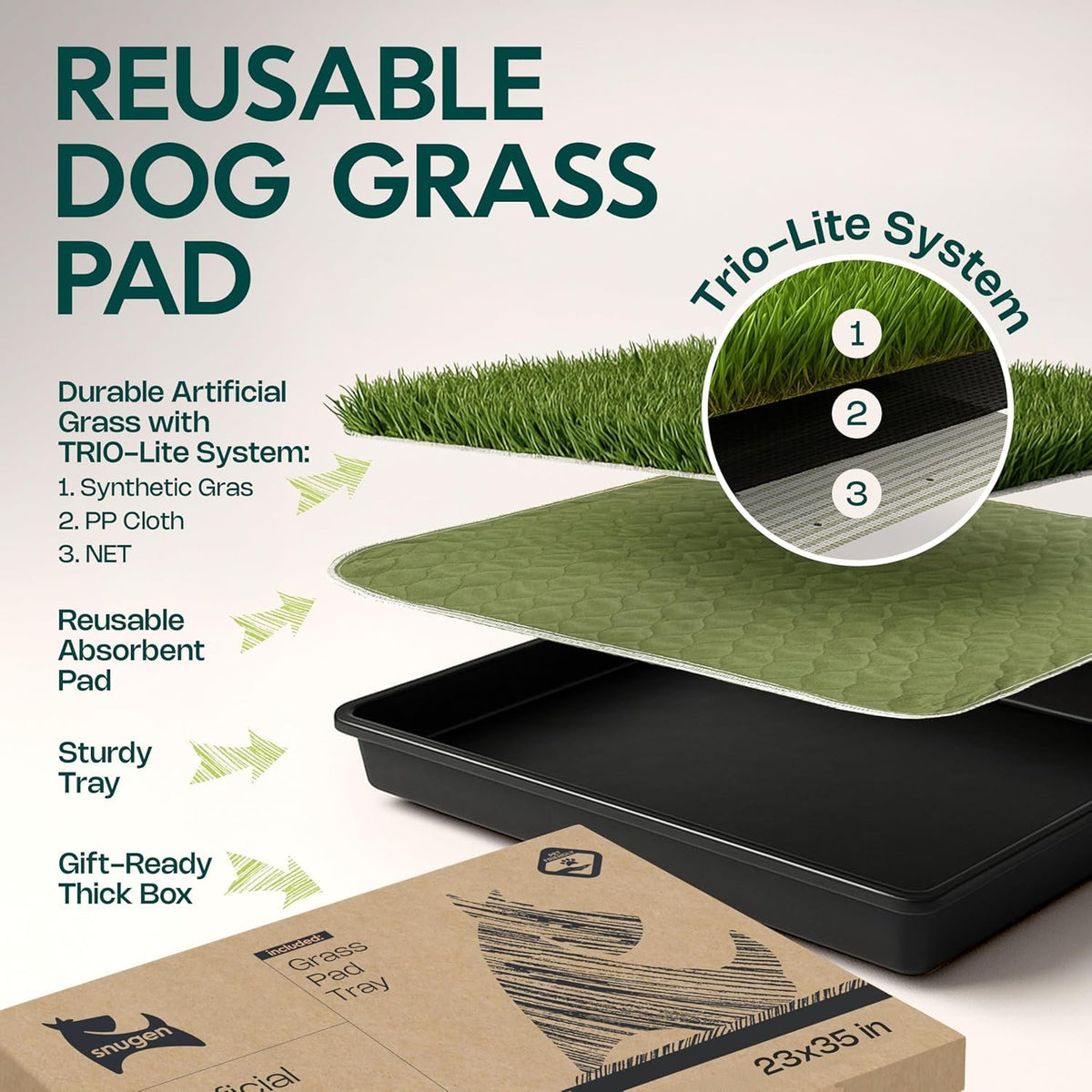 23”x35” Artificial Grass Dog Potty Pad with Tray W761582