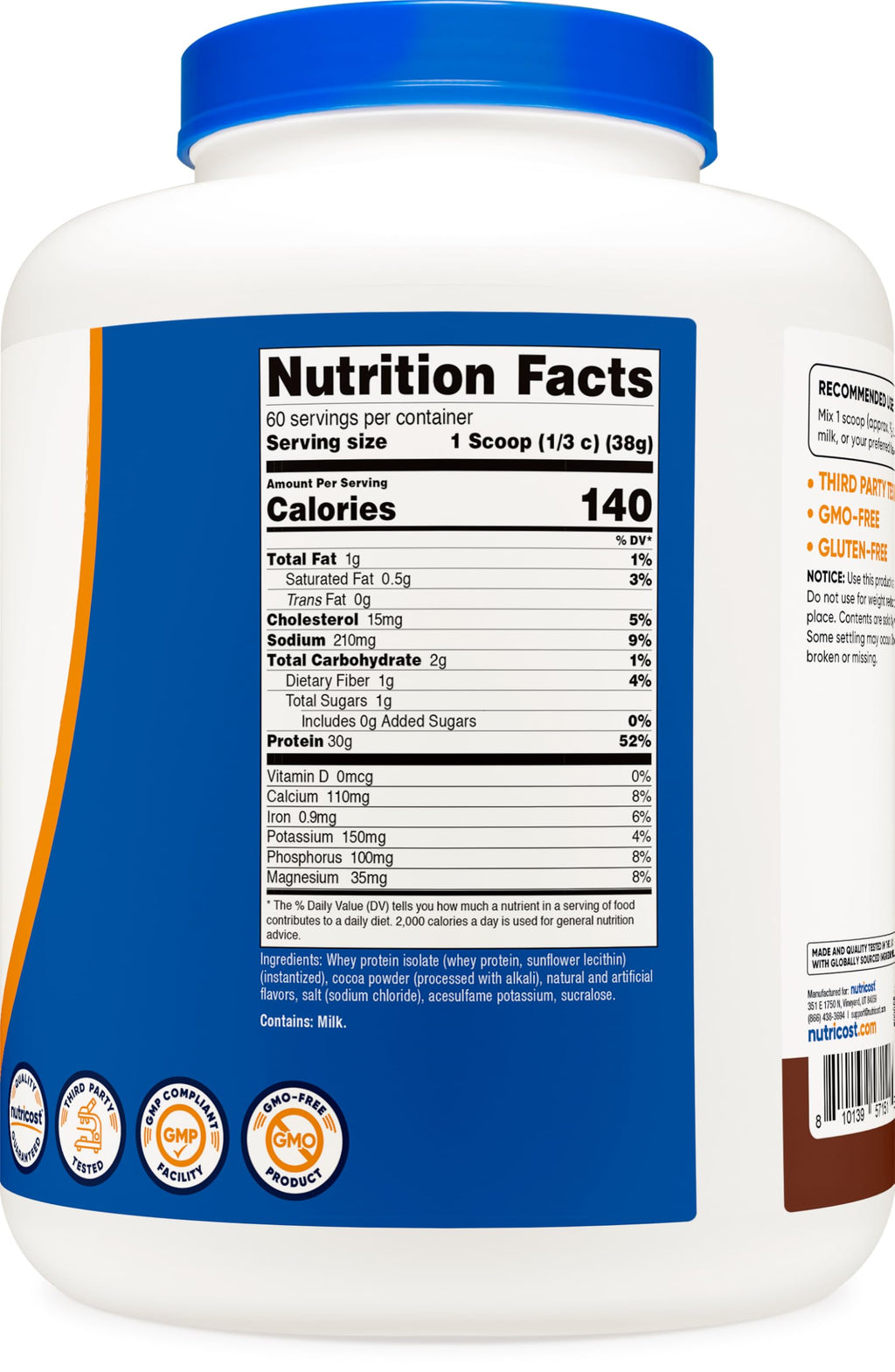 Whey Protein Isolate Powder Milk Chocolate 5LBS U5169