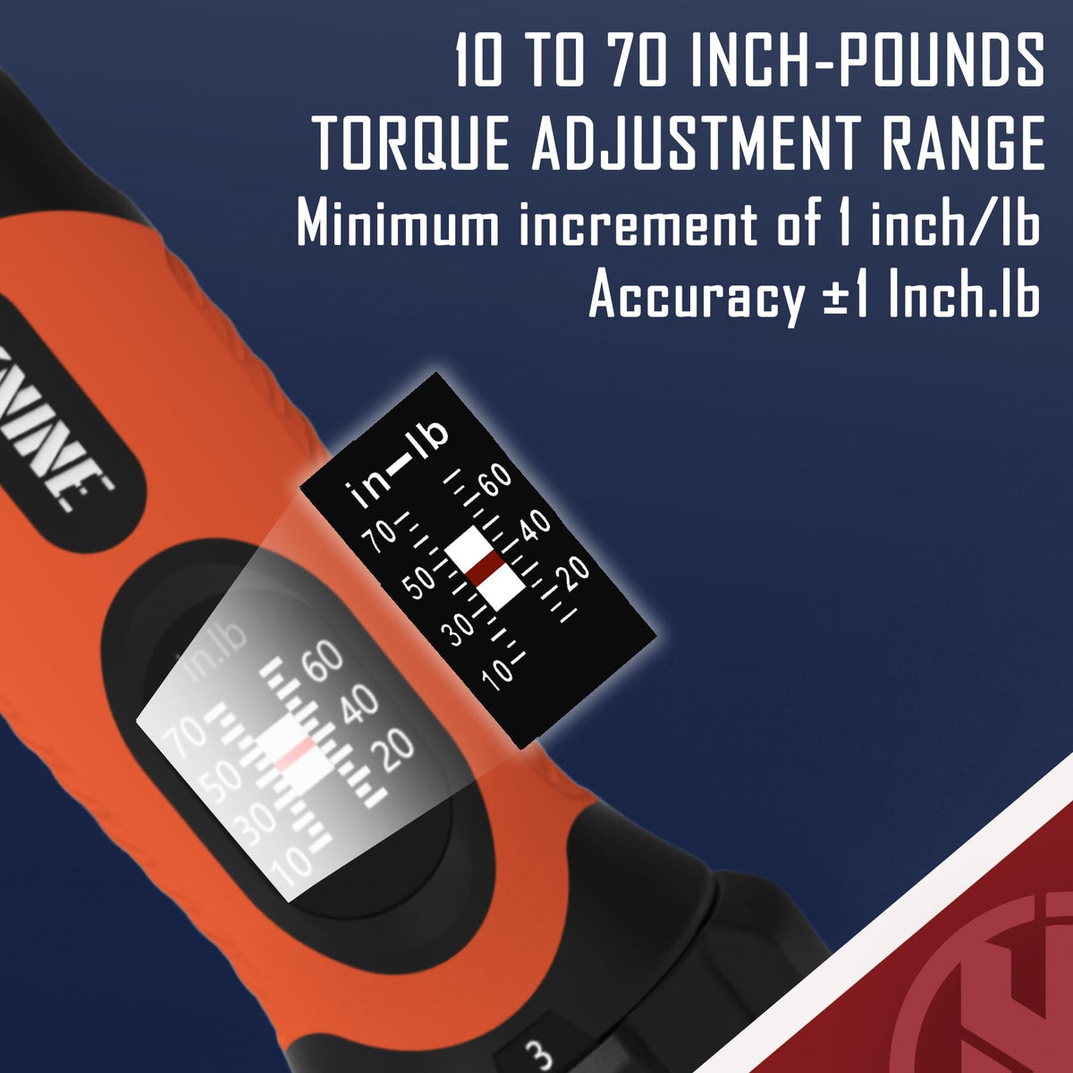 Torque Screwdriver Wrench Set 10-70 Inch Pounds 21 Hex Bits Orange X95100