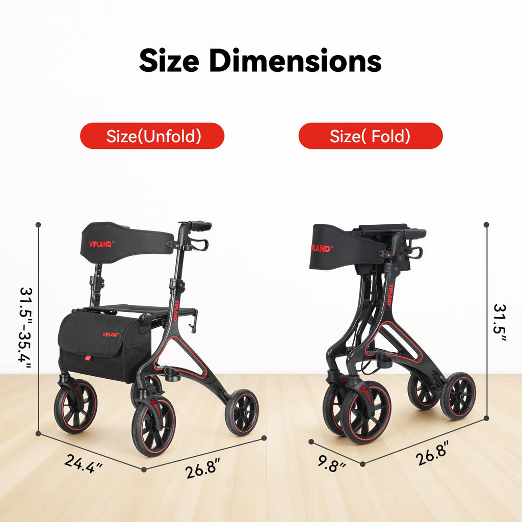 Carbon Fiber Lightweight Walker with Seat and Cane Holder Q8685