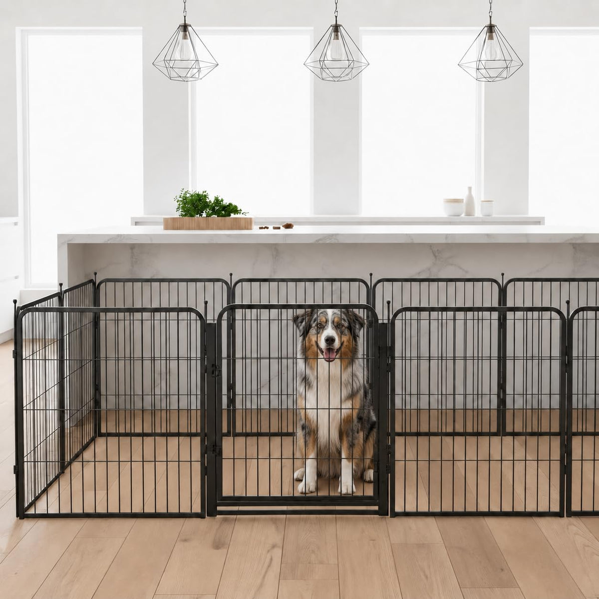32 inch 16 Panels Heavy Duty Metal Dog Playpen with Gate O4360