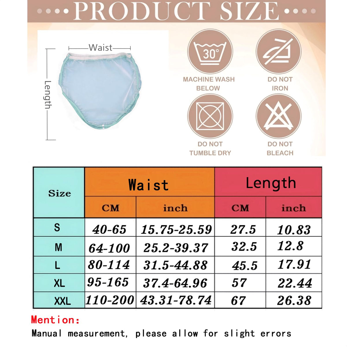 Plastic Waterproof Incontinence Underwear Size XL A45846