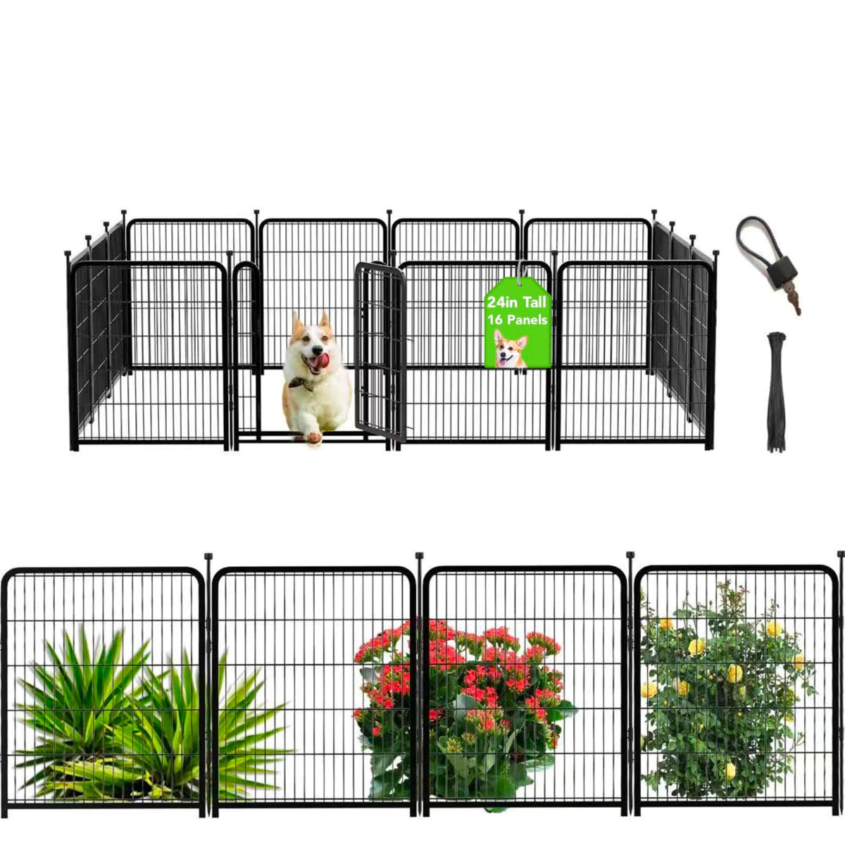 24 inch 16 Panels Metal Dog Playpen K8307