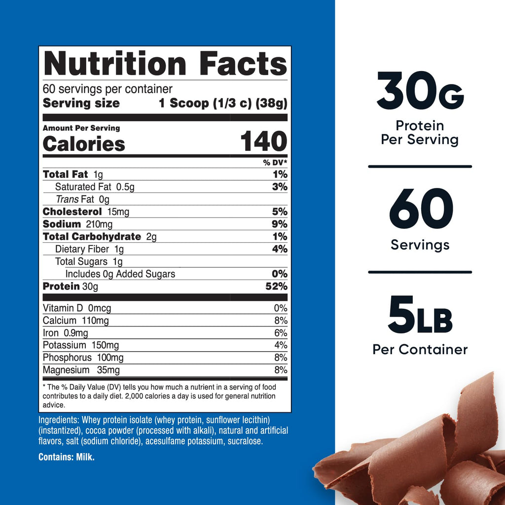 Whey Protein Isolate Powder Milk Chocolate 5LBS U5169