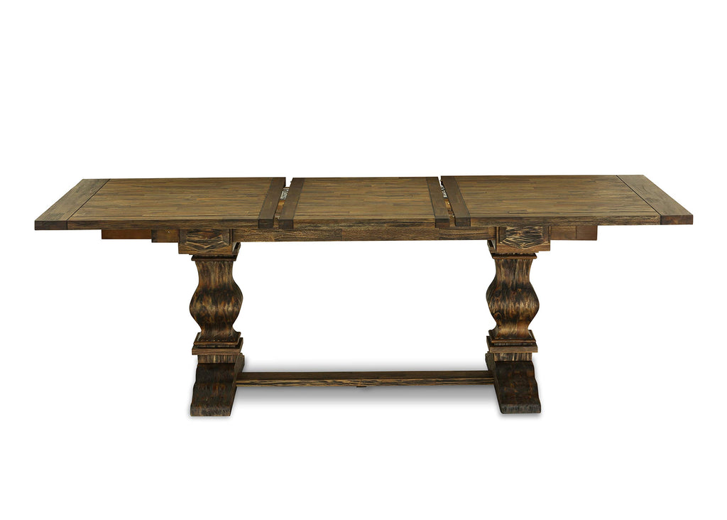 9 Piece Walnut Dining Table Set with 8 Grey Linen Chairs T912