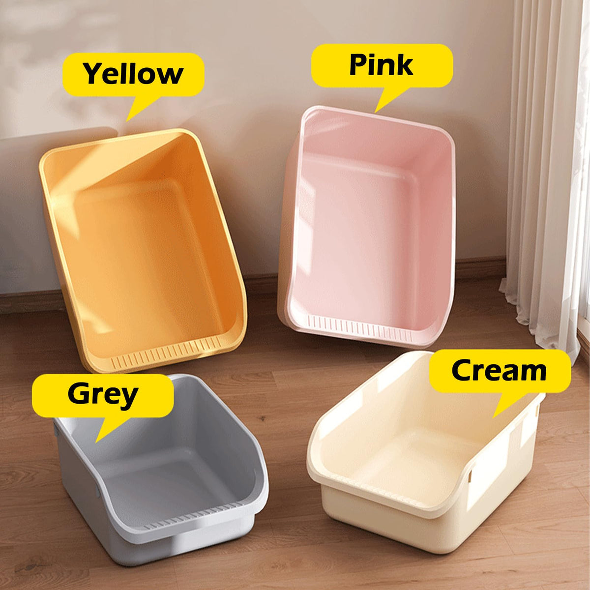 Large Cat Litter Box with High Sides and Low Entry S95773
