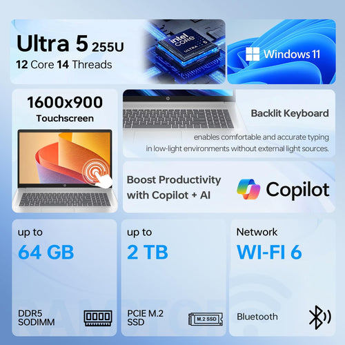 17.3" Touchscreen Laptop, Intel Core Ultra 5, 16GB DDR5 RAM, 1TB SSD E760321