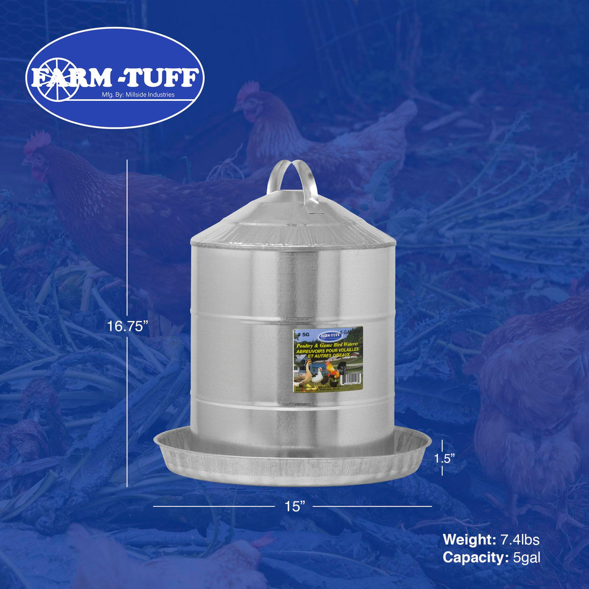 Galvanized 5 Gallon Poultry Waterer I67183