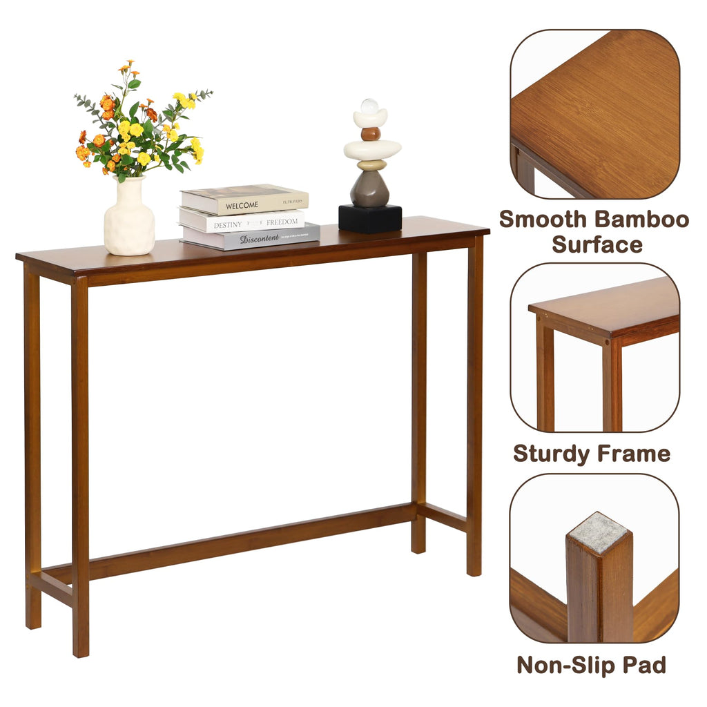 Bamboo Narrow Wood Console Table H433702