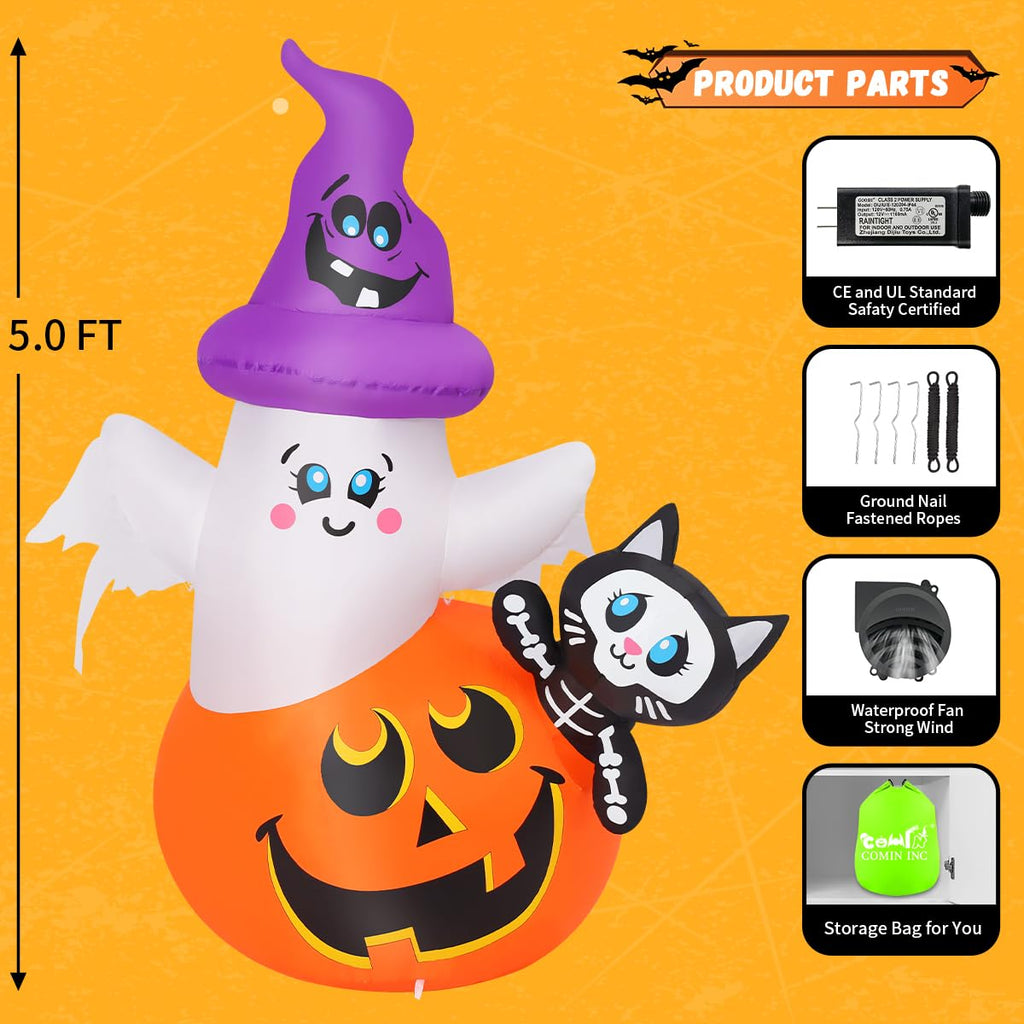 5 FT Halloween Inflatables with Built-in LEDs A99090