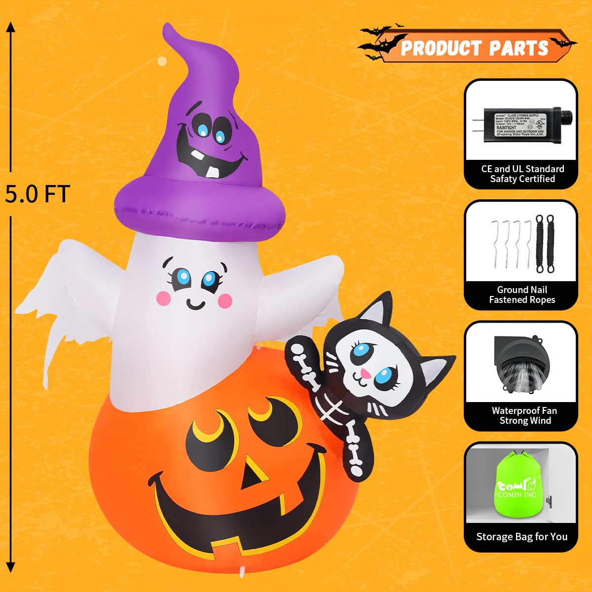 5 FT Halloween Inflatables with Built-in LEDs A99090