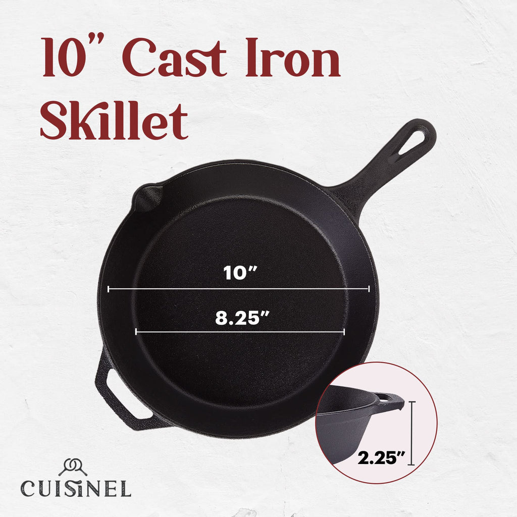 10 Inch Pre-Seasoned Cast Iron Skillet with Lid J66118