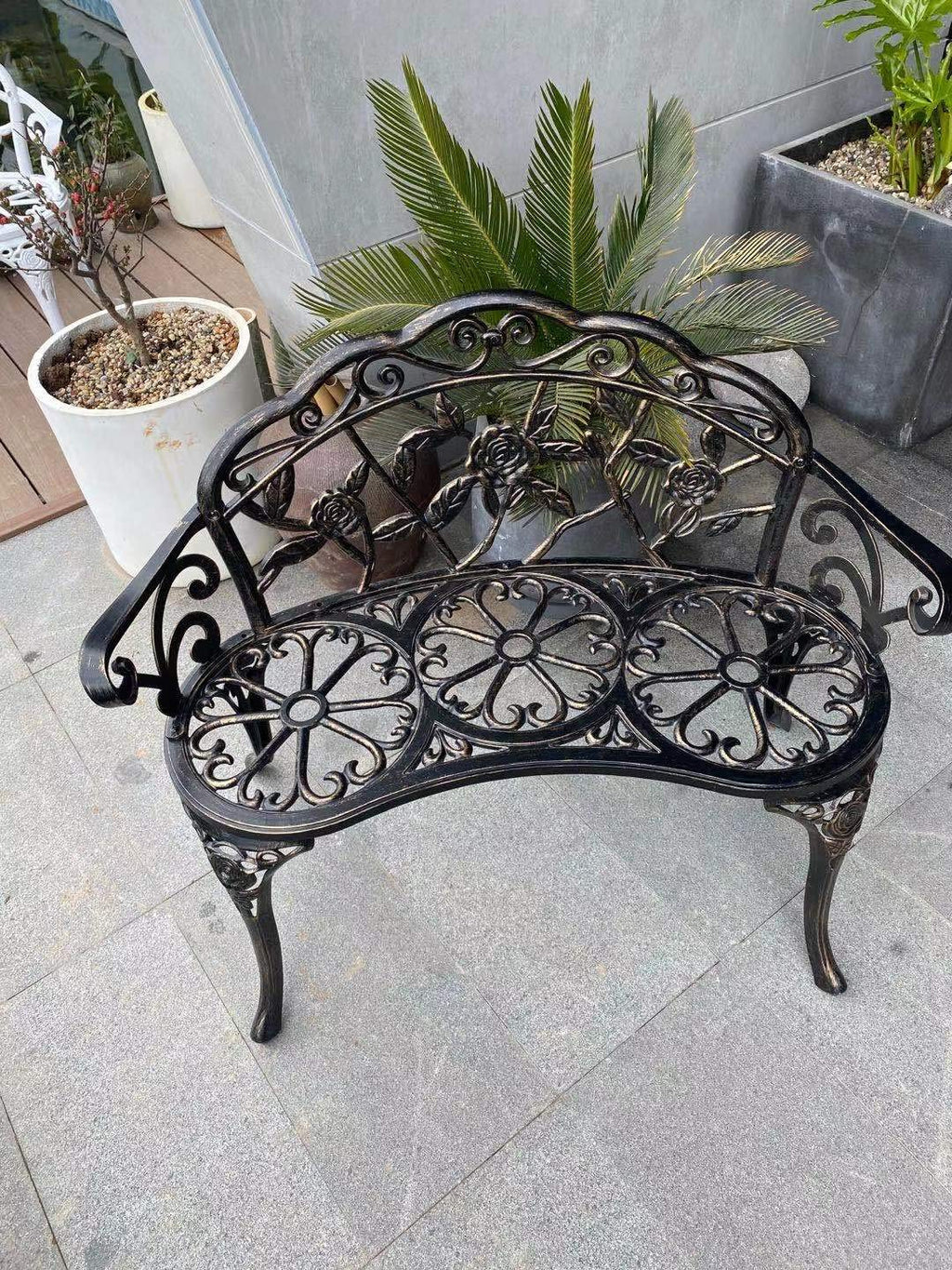 Cast Aluminum Patio Bench I972