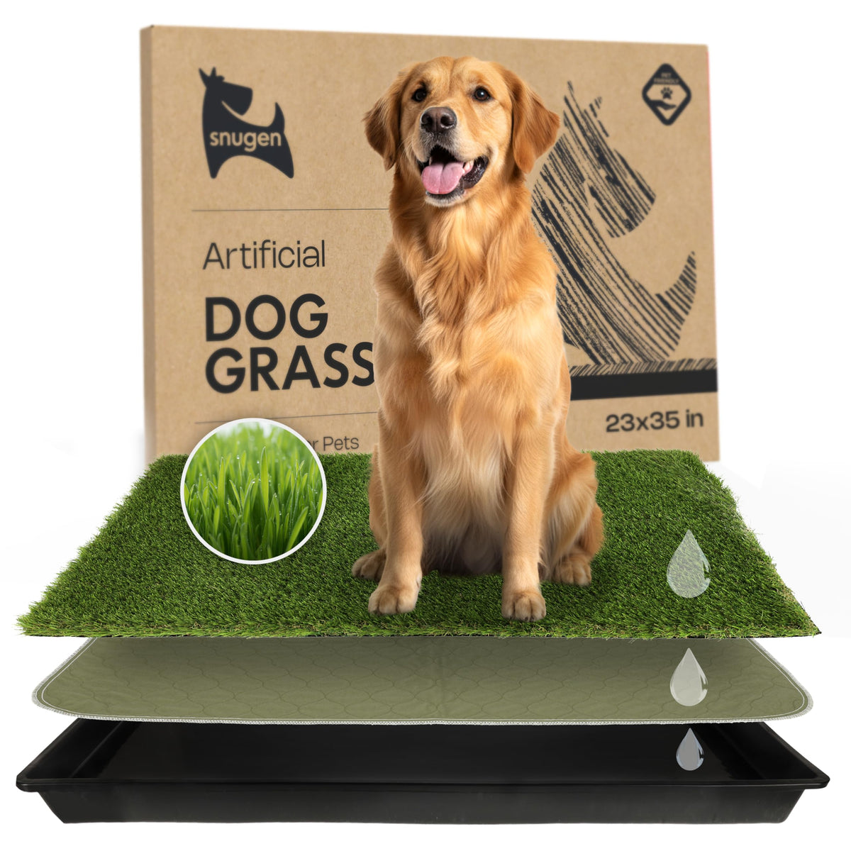 23”x35” Artificial Grass Dog Potty Pad with Tray W761582