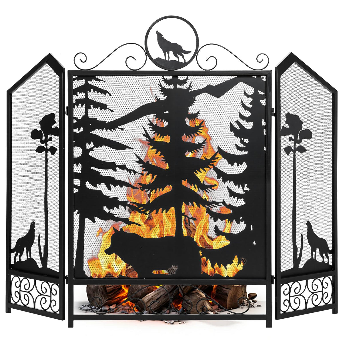 Black 3 Panel Fireplace Screen L2956