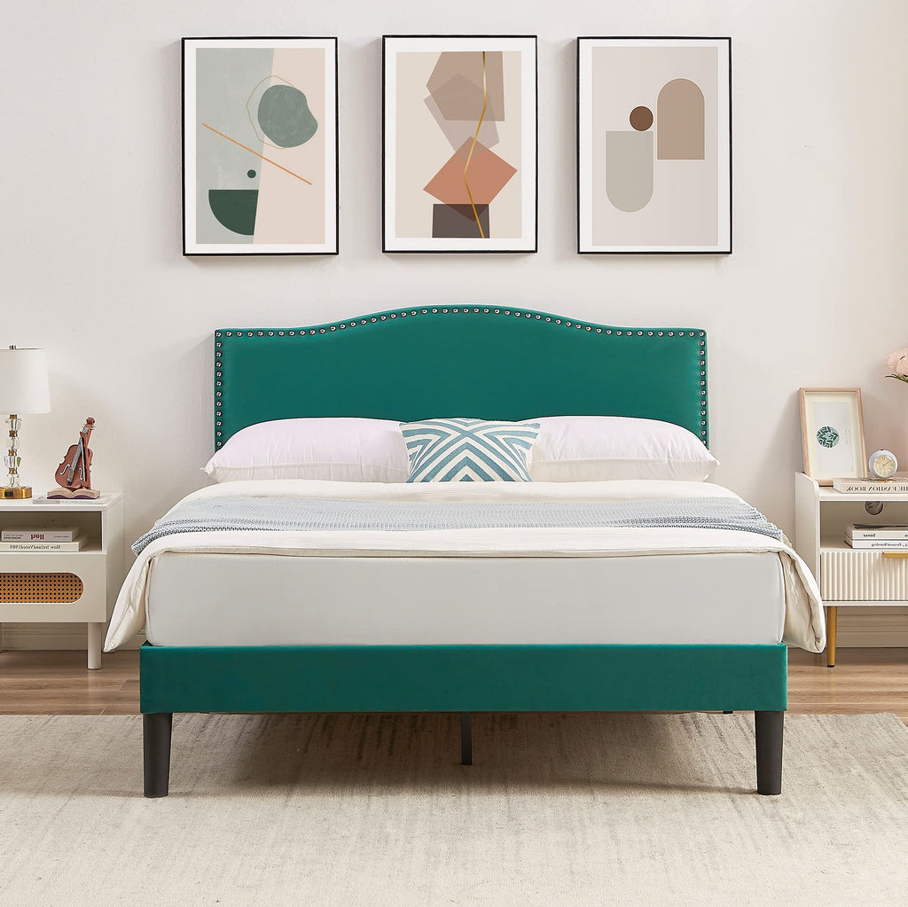 Full Platform Bed Frame with Adjustable Upholstered Headboard Z775759