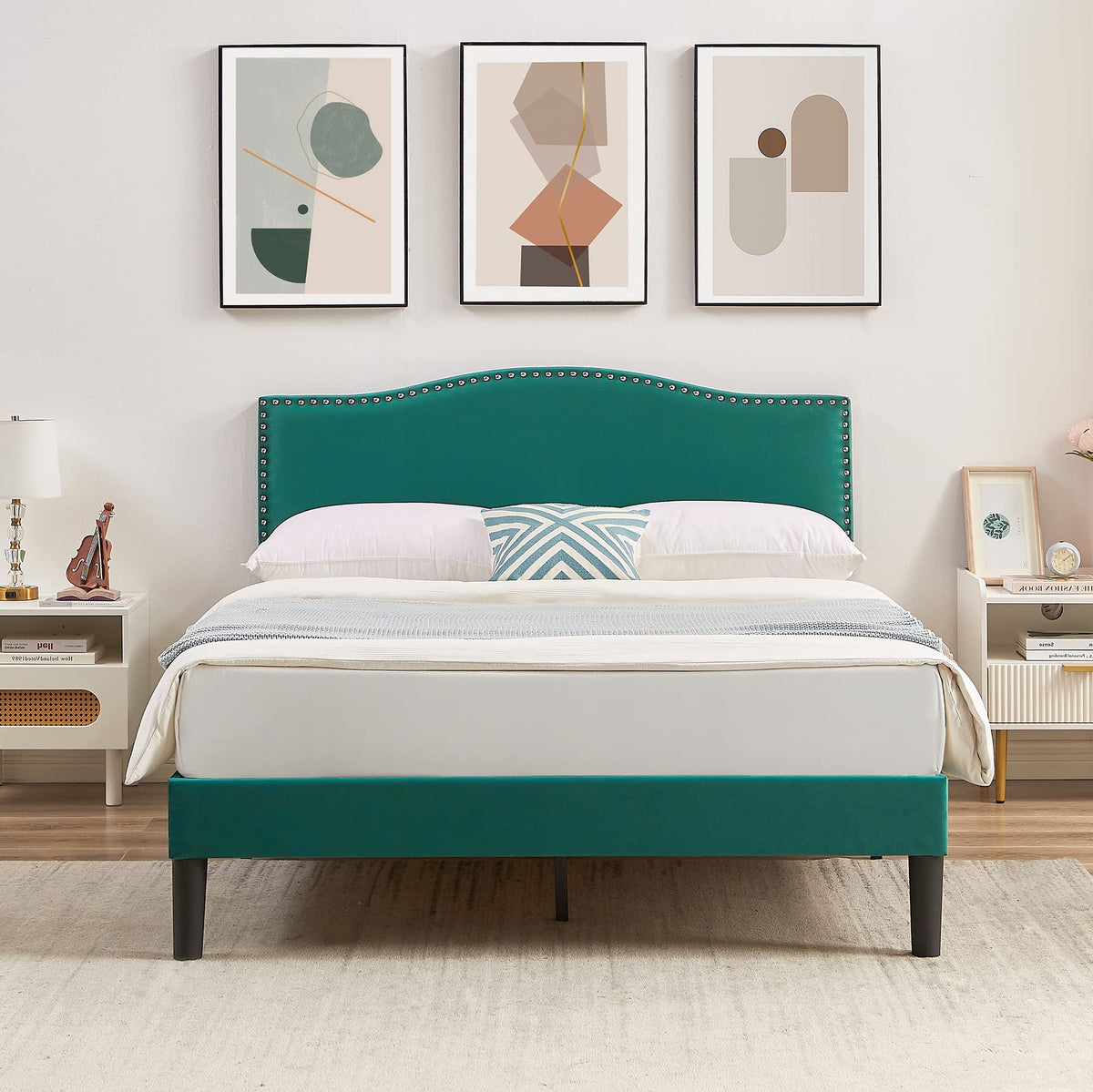 Full Platform Bed Frame with Adjustable Upholstered Headboard Z775759