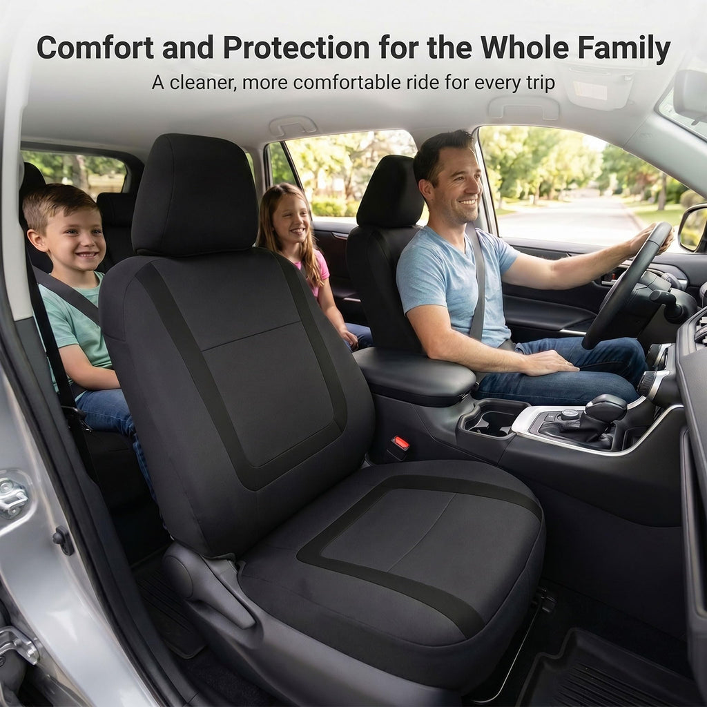 Cloth Car Seat Covers Front Set Black Q66303