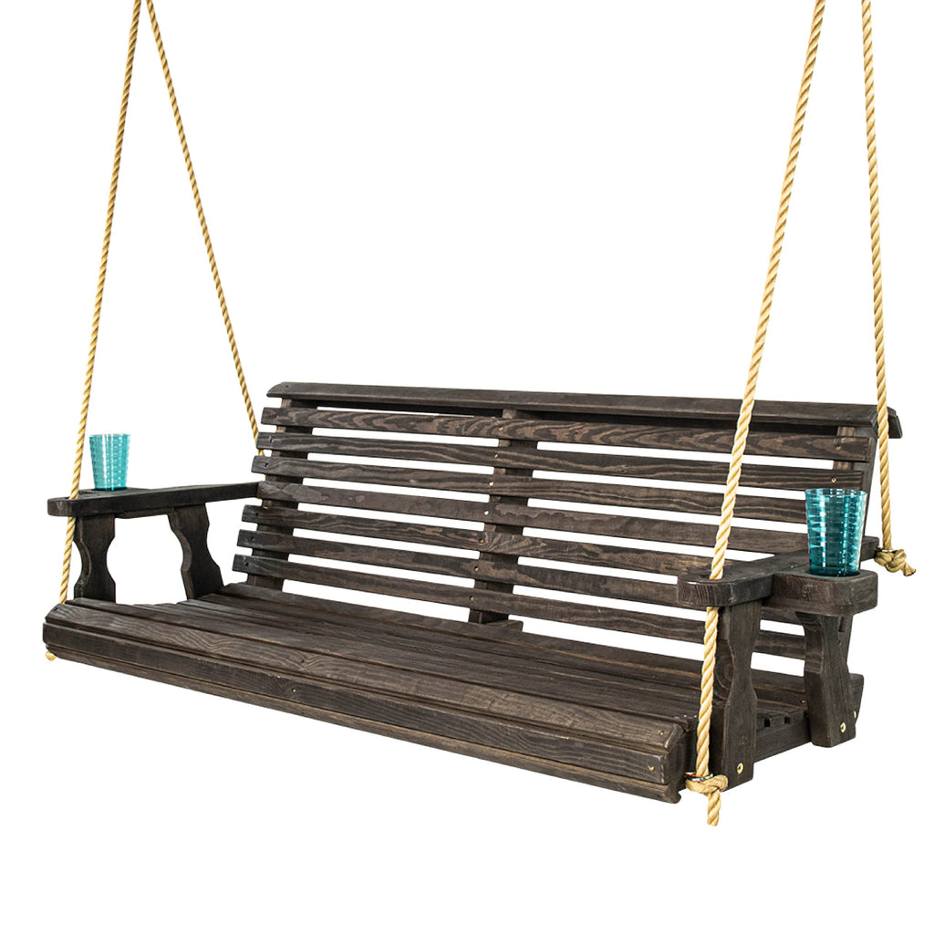 Heavy Duty 700 Lb Capacity Porch Swing with Cup Holders, 5 Foot Y965398