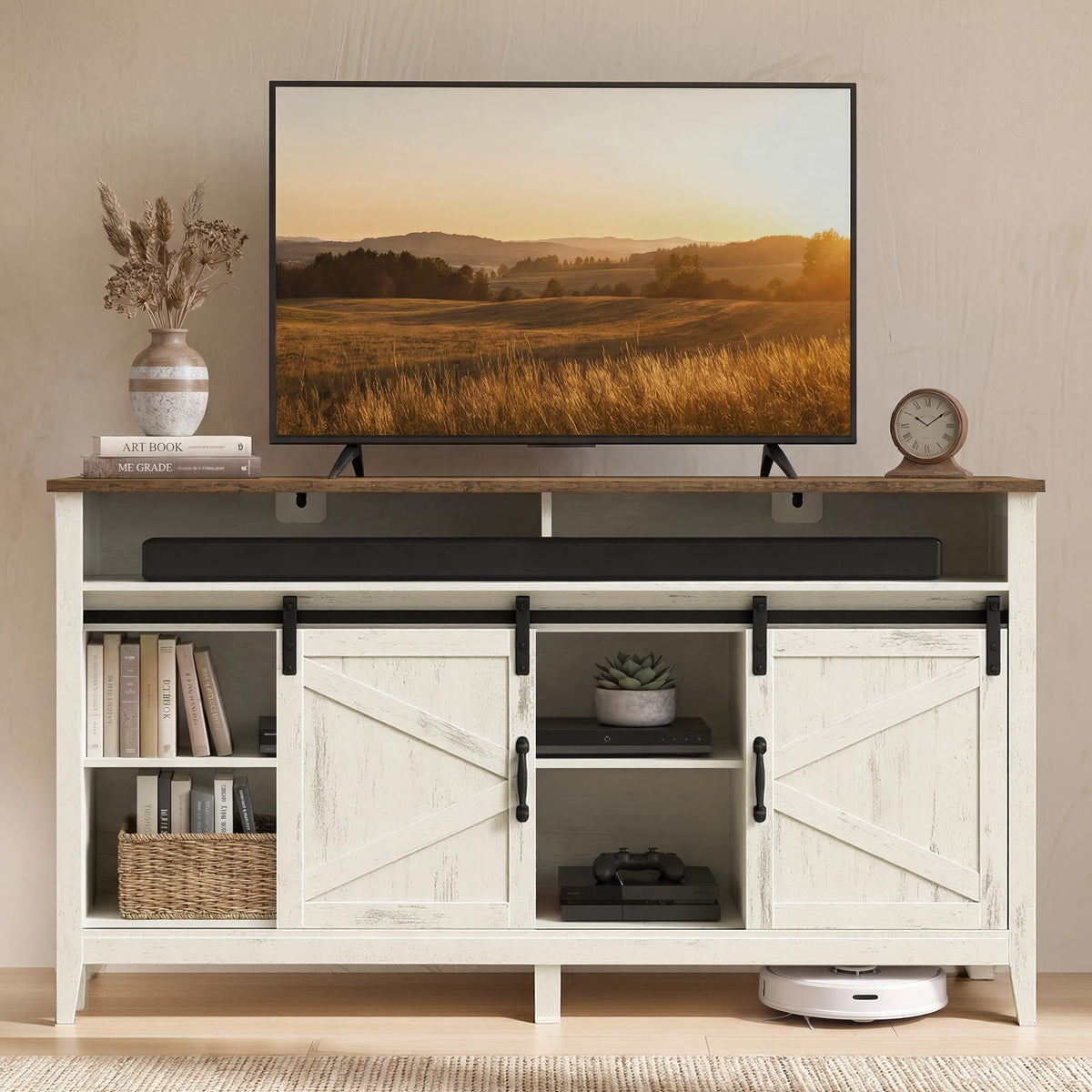Tall Farmhouse TV Stand with Door L87511