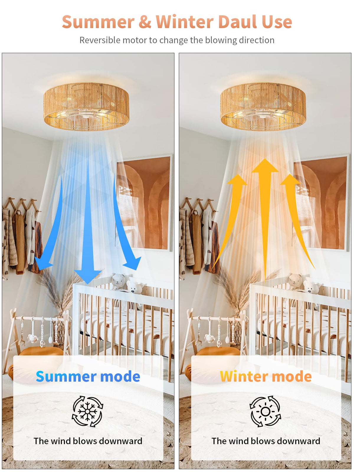 20" Rattan Ceiling Fan with Lights G65401