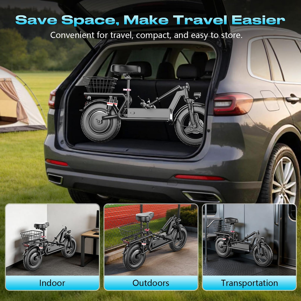 Electric Scooter with Seat, 1000W Peak Motor, 25 MPH, 14" Pneumatic Tires F90214