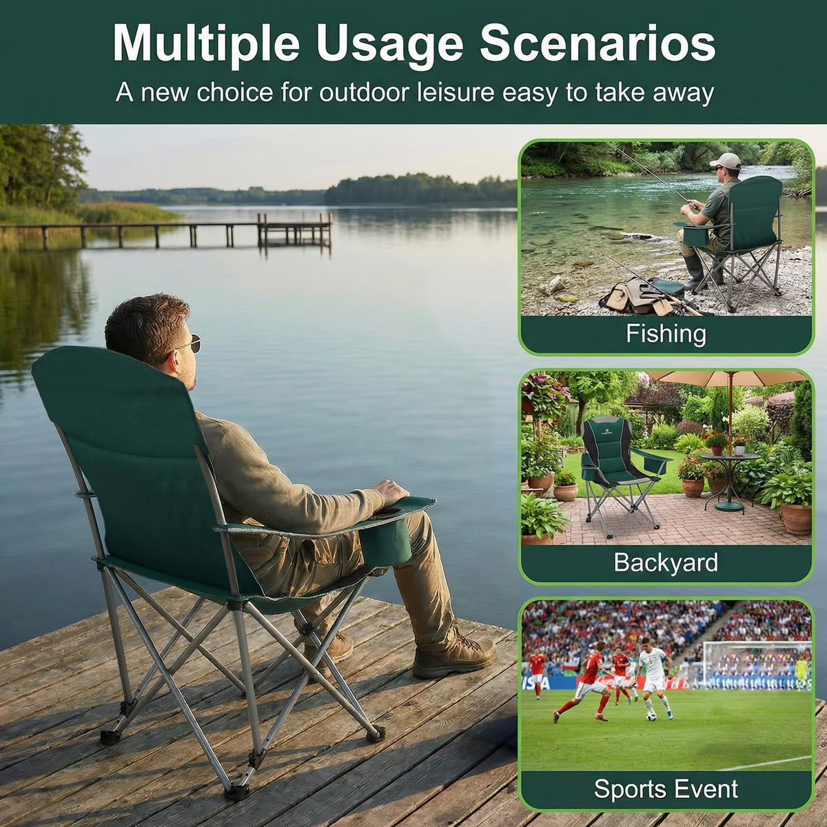 Oversized Folding Camping Chair with Cup Holder, 2 Pack E86424