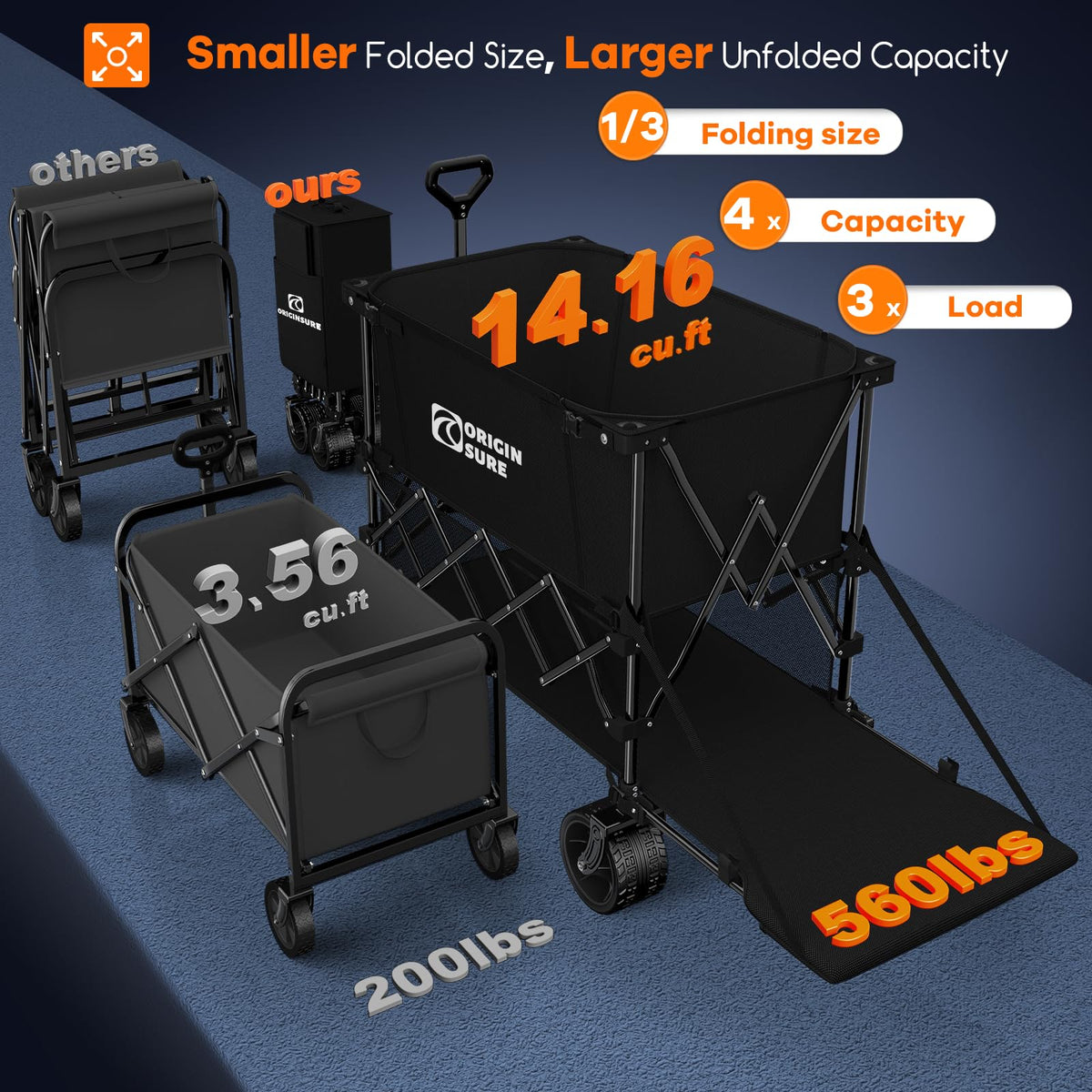 Foldable Double Decker Wagon, 560lbs, Black R27591
