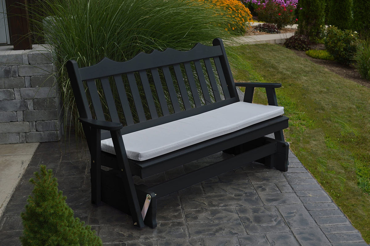Black Wooden Glider Bench with Gray Cushion N49593