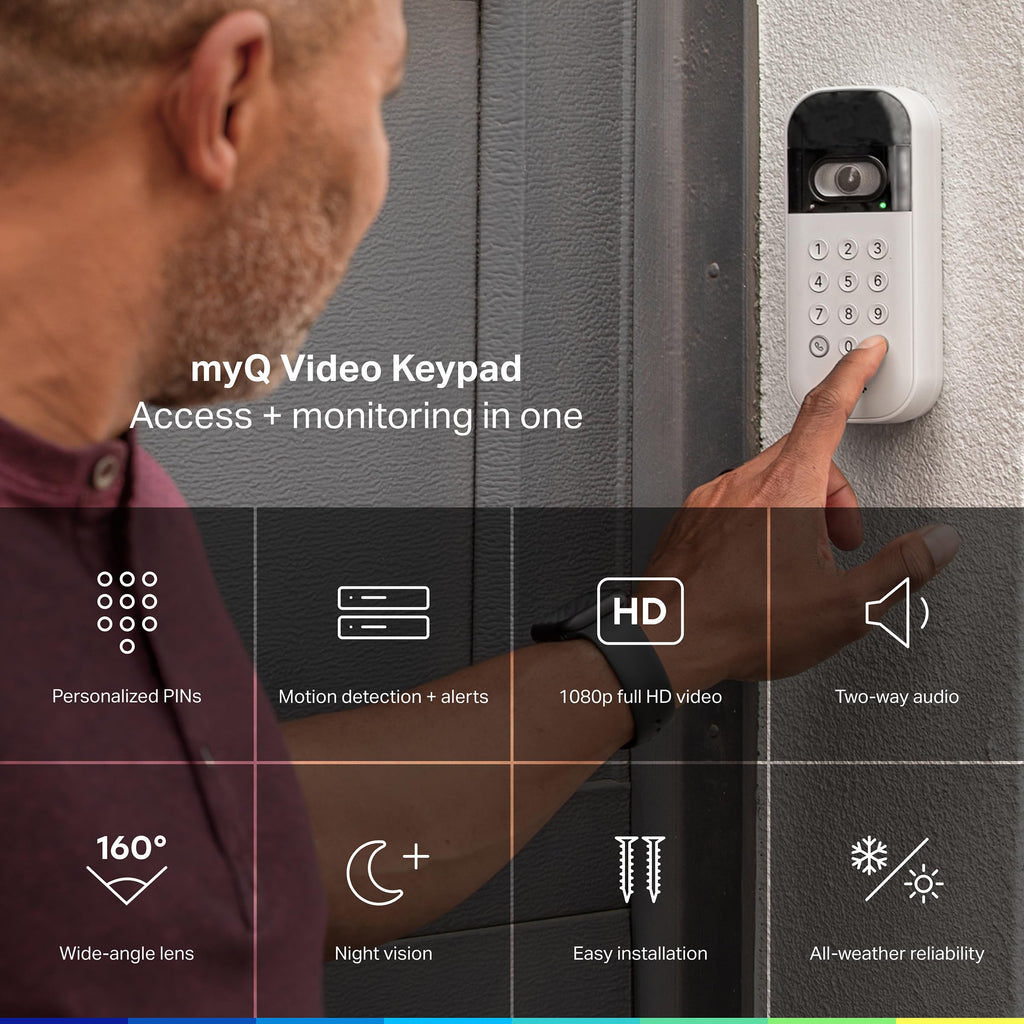 Smart Garage Door Video Keypad with Wide-Angle Camera, White U405