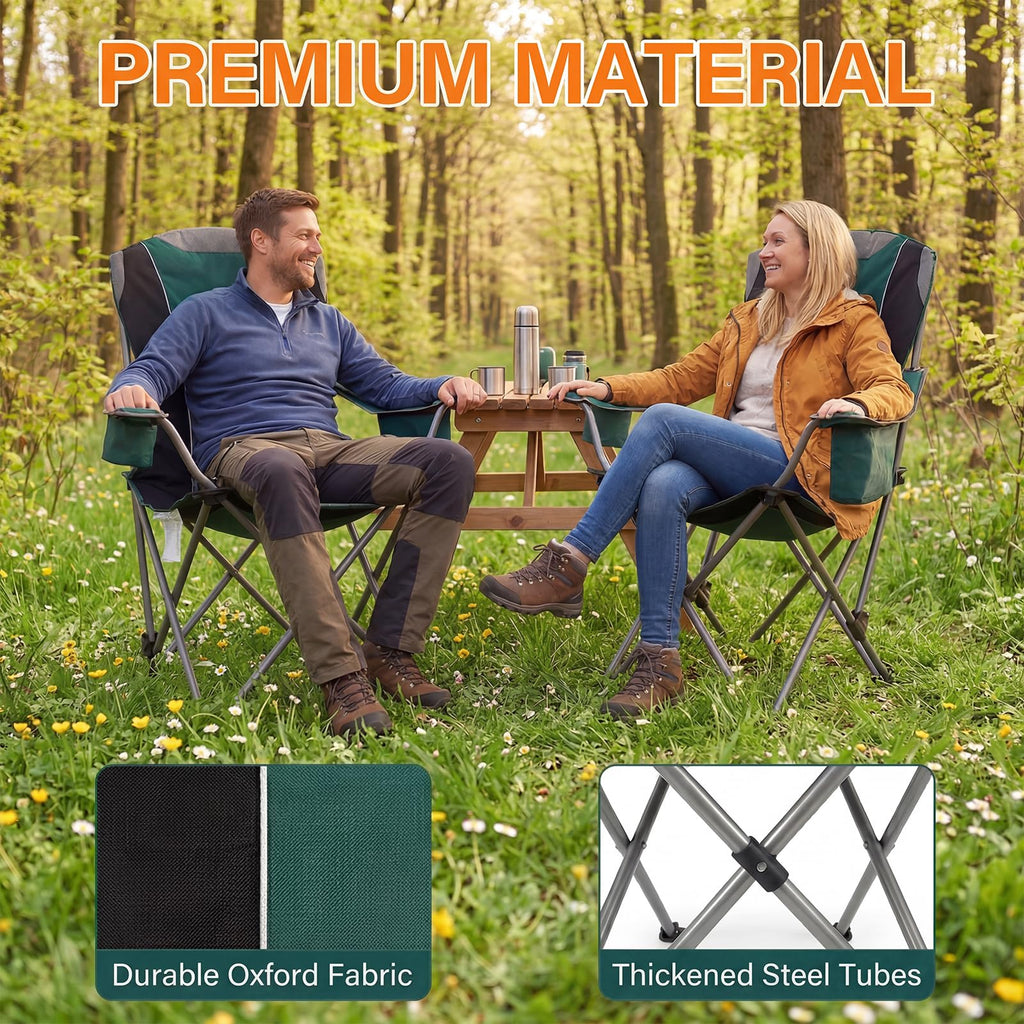 Oversized Folding Camping Chair with Cup Holder, 2 Pack E86424