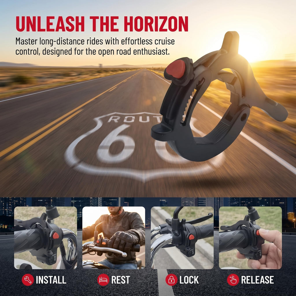 Motorcycle Throttle Cruise Control Assist Booster Anti-Slip Clamp (Black) V220