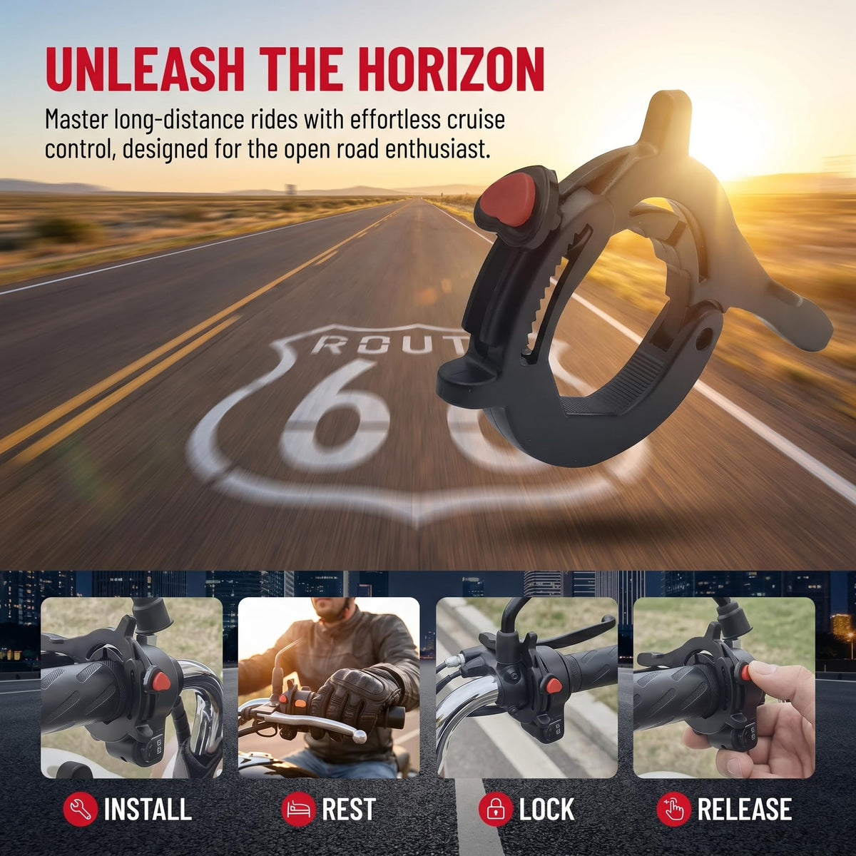 Motorcycle Throttle Cruise Control Assist Booster Anti-Slip Clamp (Black) V220