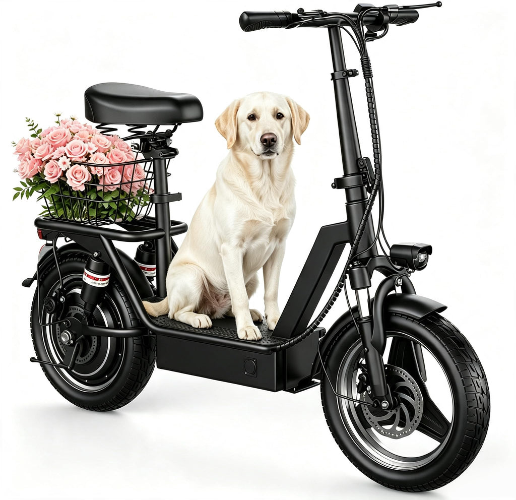 Electric Scooter with Seat, 1000W Peak Motor, 25 MPH, 14" Pneumatic Tires F90214
