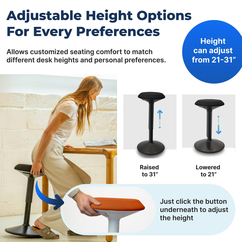 Height Adjustable Swivel Wobble Stool P5117
