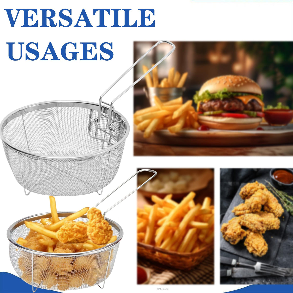 9 Inch Stainless Steel Deep Fry Basket with Handle G2737