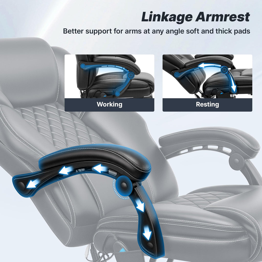 Massage Office Chair with Footrest, Heat and 160° Recline T885