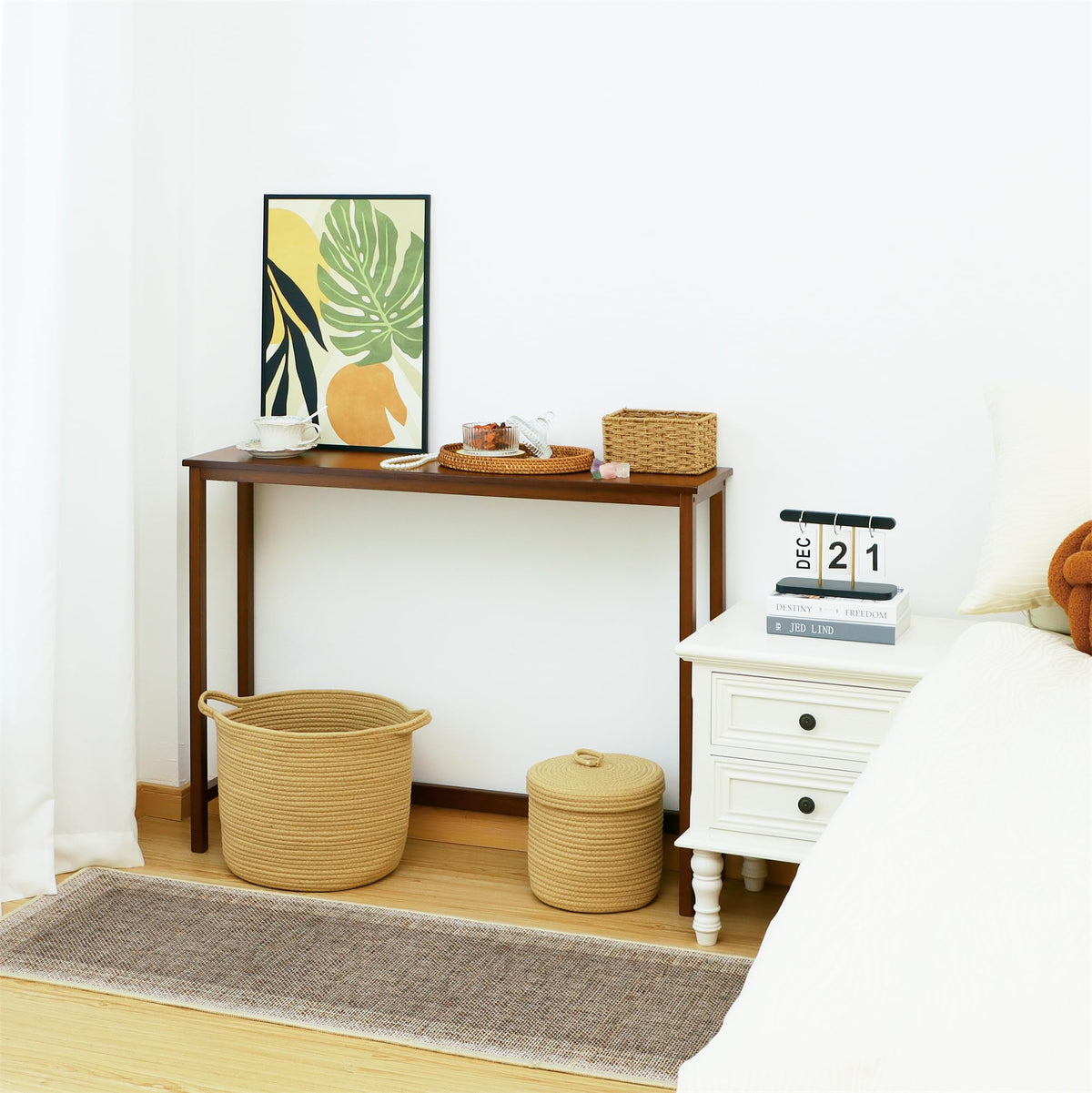 Bamboo Narrow Wood Console Table H433702