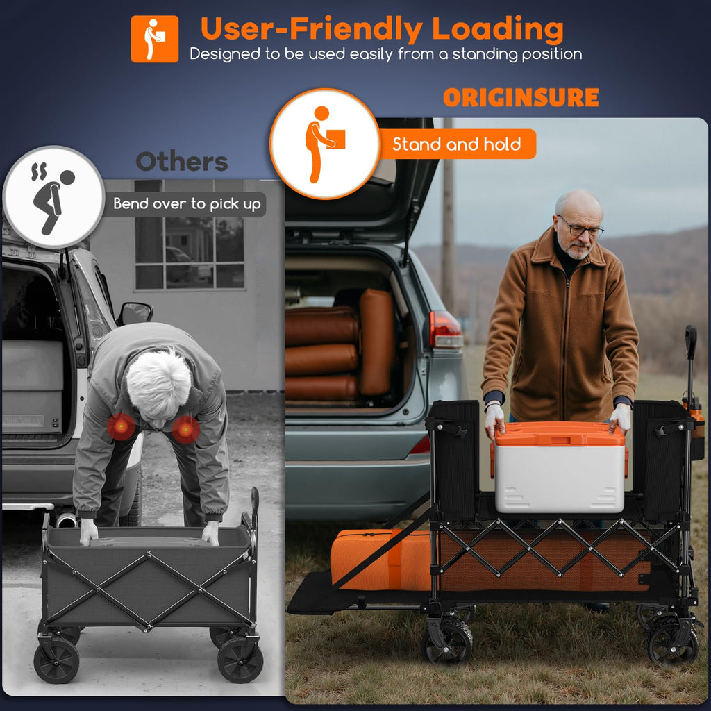 Foldable Double Decker Wagon, 560lbs, Black R27591
