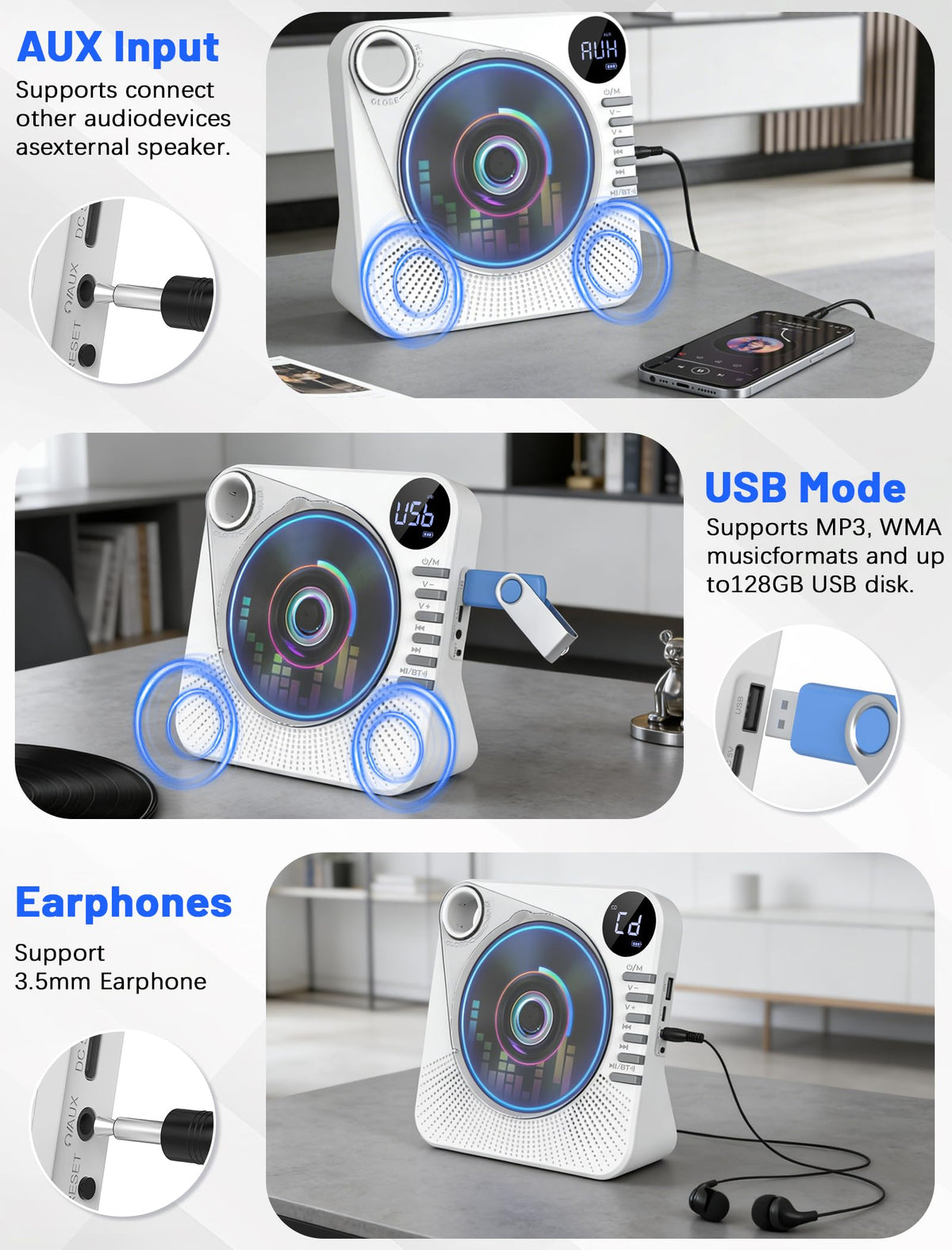 Portable CD Player with Speakers Y954