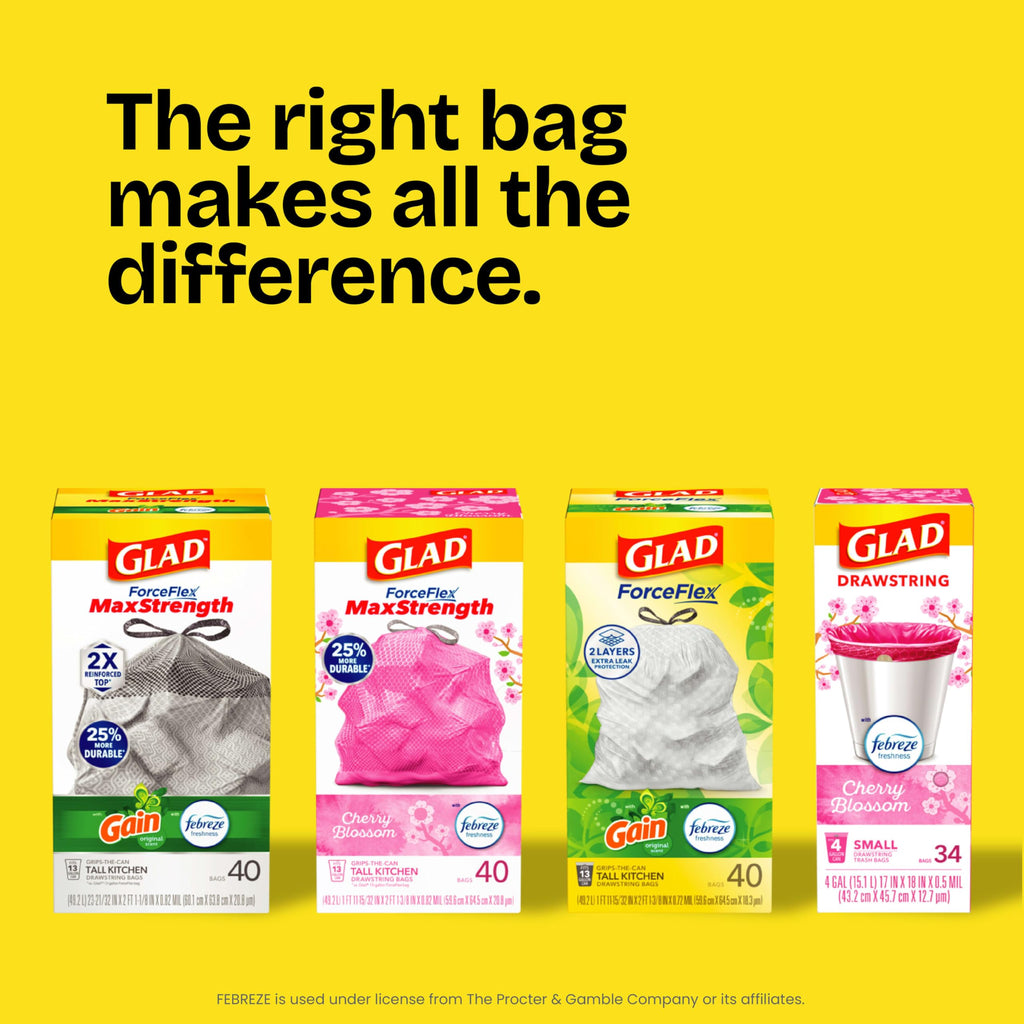 30 Gallon Unscented Heavy Duty Drawstring Trash Bags, 50 Count K92740